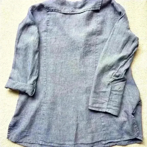 Flax by Jeanne Engelhart Tunic/Shirt/ Artist Gardener Jacket L - Picture 2 of 9
